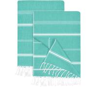 Utopia Towels Pack of 2 Turkish Beach Towel (40x72 Inches), Oversized 100% Cotton Sand Free Lightweight Absorbent Quick-Dry Beach Blanket, Extra Large Turkish Bath Towels for Travel and Pool (Mint)