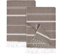 Utopia Towels Pack of 2 Turkish Beach Towel (40x72 Inches), Oversized 100% Cotton Sand Free Lightweight Absorbent Quick-Dry Beach Blanket, Extra Large Turkish Bath Towels for Travel (Brown)