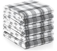 Utopia Towels Plaid Check Dish Towels, 15 x 25 Inches, 100% Ring Spun Cotton Super Absorbent Linen Kitchen Towels, Soft Reusable Cleaning Bar and Tea Towels Set (6 Pack, Grey, White), (UT0997)