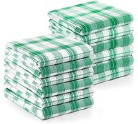 Utopia Towels Plaid Check Dish Towels, 15 x 25 Inches, 100% Ring Spun Cotton Super Absorbent Linen Kitchen Towels, Soft Reusable Cleaning Bar and Tea Towels Set (12 Pack, Green, White) (UT1047)