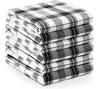 Utopia Towels Plaid Check Tea Towels, 38.1 x 63.3 cm, 100% Ring-Spun Cotton, Super Absorbent Linen, Kitchen Towels, Soft, Black, White