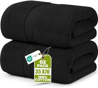 Utopia Towels Premium Bath Sheet, 90 x 180 cm, Black, 2 Pack 100% Cotton