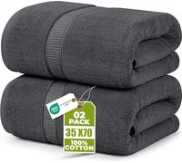 Utopia Towels Premium Bath Sheet, 90 x 180 cm, Gray, 2 Pack 100% Cotton