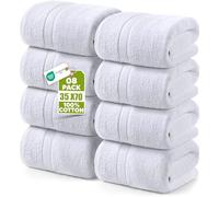 Utopia Towels Premium Bath Sheet, 90 x 180 cm, White, 8 Pack 100% Cotton