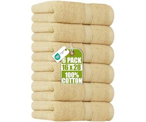 Utopia Towels Premium Beige Hand Towels - 100% Combed Ring Spun Cotton, Ultra Soft and Highly Absorbent, 600 GSM Extra Large 16 x 28 inches, Hotel & Spa Quality Hand Towels (6-Pack)