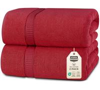 Utopia Towels - Premium Jumbo Bath Sheet (90 x 180 cm, 2 Pack) - 100% Ring Spun Cotton Highly Absorbent and Quick Dry Extra Large Bath Sheet - Super Soft Hotel Quality Towel (Red)