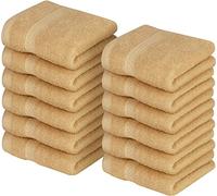 Utopia Towels - Premium Towel Set (30 x 30 cm, Beige) 100% Cotton for Face, Highly Absorbent and Soft Touch Fingertip Towels (Pack of 12)