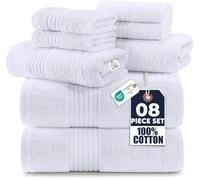 Utopia Towels 8 Piece Premium Towel Set, 2 Bath, 2 Hand, and 4 Washcloths, 100% Ring Spun Cotton, Highly Absorbent Towels for Bathroom, Sports, and Hotel, (White, 8 Pack)