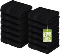 Utopia Towels Premium Washcloth Set (30 x 30 CM, 12Pack) 100% Cotton Flannel Face Cloths, Highly Absorbent and Soft Feel Fingertip Towels (Black)