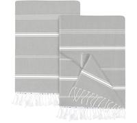 Utopia Towels Turkish Beach Towel, 100 x 180 cm, 2 Pack, Cool Grey
