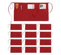 Utopia Wear 3 Pockets Waist Apron [Pack of 12], Server Waitress Short Apron for Women Men, Kitchen, Restaurant and Crafting, Red, 12-Pack