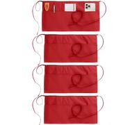 Utopia Wear 4 Pack 3 Pockets Waitress Apron, 24 x 12 Inches Waist Aprons for Home and Kitchen - red - Adult