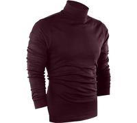 Utopia Wear Men's Turtleneck Slim Fit Lightweight Pullover Top, Berry, M/Pack of 1