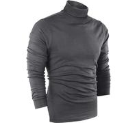 Utopia Wear Premium Cotton Blend Interlock Turtleneck Men T-Shirt Pullover Sweater, Dark Grey, Medium
