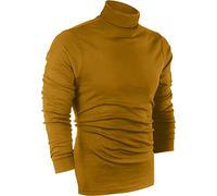 Utopia Wear Premium Cotton Blend Interlock Turtleneck Men T-Shirt Pullover Sweater, Mustard, Medium