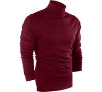 Utopia Wear Premium Cotton Blend Interlock Turtleneck Men T-Shirt Pullover Sweater, Wine Red, Large