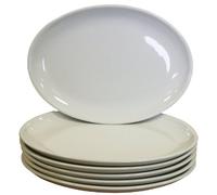 Utopia White Oval Coupe Plates Crockery Dinner Set - 305x242mm 12x9.5 (Box 6)