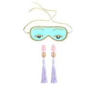 Utopiat Holly Golightly Sleep Mask and Earplug Set | Blue Silk Eye Mask | Elegant Purple Tassel Earplugs | Audrey Hepburn Inspired | Handcrafted | Sleep Accessory Set | Adjustable Gold Elastic Tie