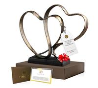 UTOPISH Wedding Anniversary Couples Gift,Two Hearts and Cross Iron Sculpture, 10.8x9.5 Inches for 1st to 50th or 60th Anniversary, Includes Gift Box and Poem Card