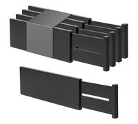 Utoplike 4 Pcs Bamboo Raised Drawer Divider, Adjustable Clothes Drawer Organiser, Wooden Spring Loaded Inserts, for Utensils, Cosmetics in Kitchen, Bathroom and Bedroom Drawers, Black