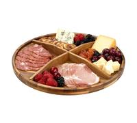 Utoplike Large Acacia Lazy Susan Turntable for Table Top with Dividers