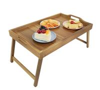 Utoplike Large Acacia Wood Bed Tray Bed Tables with Folding Legs and Handle