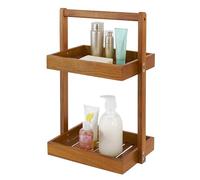 Utoplike Teak Wood 2 Tier Shower Caddy Corner Organiser Shelves