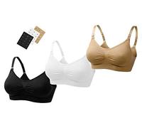 UtopyaUK 3 Pack Seamless Nursing Bras for Women - Wireless Maternity Drop Down Clip Cups for Easy Breastfeeding - Soft Stretch Padded Comfort - Adjustable Straps with Free Bra Extenders