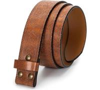 UTOWO Men Women Retro Belt Strap without Buckle 1.5" Wide Classic Western Embossed PU-Leather Belt for Jeans, Lightbrown Strape, 47"Belt for 36"-40" waist