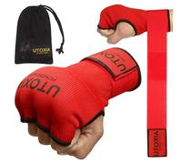 UTOXIA Gel Boxing Hand Wraps Inner Gloves, Elasticated, Padded Fist Hand Protection, Muay Thai MMA Martial Arts, Under Mitts Handwraps (Red, M)