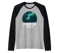 Utqiagvik Alaska Aurora Arctic Northern Lights Inupiat Trip Raglan Baseball Tee