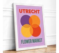 Utrecht Flower Market Mid Century Framed Wall Art Print A2 White
