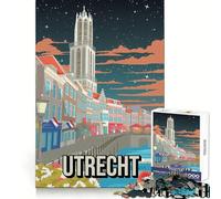 Utrecht Holland Netherlands Night Scene Skyline Jigsaw Puzzles for Adults 1000 Analytical Skill Light Recreation Tight Join (38x26cm)