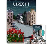 Utrecht The Netherlands Jigsaw Puzzles for Teenagers 1000 Jigsaws,Stress Reliever Difficult Challenge Deal As Gifts for The Whole Family 38x26cm