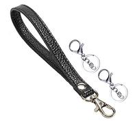 UTreers Wristlet KeyChain Strap for Wallets Bag Keys Phone Case Wristlet Strap Genuine Leather Strong&Sturdy, A Black(silver Clasp+2keychain), One Size