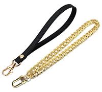 UTreers Wristlet KeyChain Strap for Wallets Bag Keys Phone Case Wristlet Strap Genuine Leather Strong&Sturdy, A Black+ 1 (Gold)metal Chain Strap, One Size