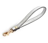 UTreers Wristlet Strap, Genuine Leather Keychain Wristlet KeyChain Hand Strap for Wallet Purse Clutch Cellphone Wristlet Key, Silver