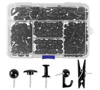 Utron 235 Pieces Clear Push Pins Thumb Pins Push Pins for Bulletin Board Cork Board Black Thumb Pins (5 Styles)