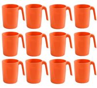 Utrowat Plastic Coffee Mugs Set of 12, Multi-use Plastic Cups with Handles 15oz, Reusable Water Cup, Easy to Carry, Great for Indoor/Outdoor, Home, Garden, Picnic, Camping (Orange)
