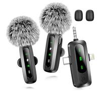 Utsund 3 in 1 Mini Microphone for iPhone, Android, Camera, LED Display Wireless Lavalier Microphone for Video Recording, Clip on Lapel Lav Mics with Noise Reduction for Interview Vlog YouTube TikTok