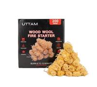 UTTAM - 200 Natural Fire lighters - Fire Starters for BBQ, Stove, Fireplace, Fire Pit - Eco-Friendly Fire Lighters for Wood Burners, Eco Wood Wool Firelighters