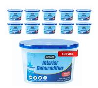 UTTAM 500ml Dehumidifiers - Moisture Absorber and Condensation Remover for Home, Kitchen, Wardrobe, Bedroom, Caravan, Office, Garage, Bathroom, Basement - Effectively Combats Damp, Mold Moisture. (10)