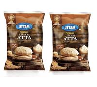 Uttam Chakki Atta 5kg - Whole Wheat Flour | Stone Ground Atta for Roti, Chapati & Paratha | Indian Wheat Flour | Vegetarian Pantry Staple (Pack of 2)