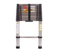 UTTAM Stainless Steel Telescopic Ladder: Extendable, Portable, Sturdy, Multi-Purpose, EN131 & CE Certified for Versatile Home Maintenance (2.6M/8.5FT Straight)