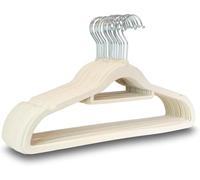 UTTAM Velvet Hangers 50 Pack - Thin Non-Slip Clothes Coat hangers with Tie Bar and 360 Degree Hook for Home Storage Durable, Sturdy for Suits, Jackets (Beige)