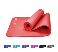 UTTAM Yoga Mat | Multi-Purpose Extra Thick Foam Exercise Mats | Stretching, Resistance Workout & Therapy - Pilates, Home & Gym Equipment Accessory for Men Women with Carry Strap (183 x 60cm) (Red)