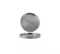 UTTASU 304 Stainless Steel Double-Layer Serving Platter Thickened Round Tray for Hot Pot & Buffet - Insulated Silver Dish 26cm(23cm)