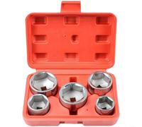 UTTASU 5Pc Socket Style Oil Filter Cap Wrench Set For 3/8 Inch Drive Tools Fits Standard Oil Filter Sizes Including 24Mm 27Mm 32Mm 36Mm 38Mm(red box)