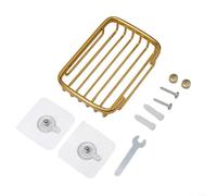 UTTASU Aluminum Soap Dish Holder Strong Suction Wall Mounted Bathroom Shower Bath Net Drain Case Tray Self Adhesive Rack Space Saving No Drilling Gold(Gold)