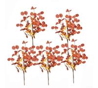 UTTASU Artificial Autumn Eucalyptus Branches For Seasonal Use, Pack Of 5 Plastic Stems For Table Centerpieces And Fall Floral Displays